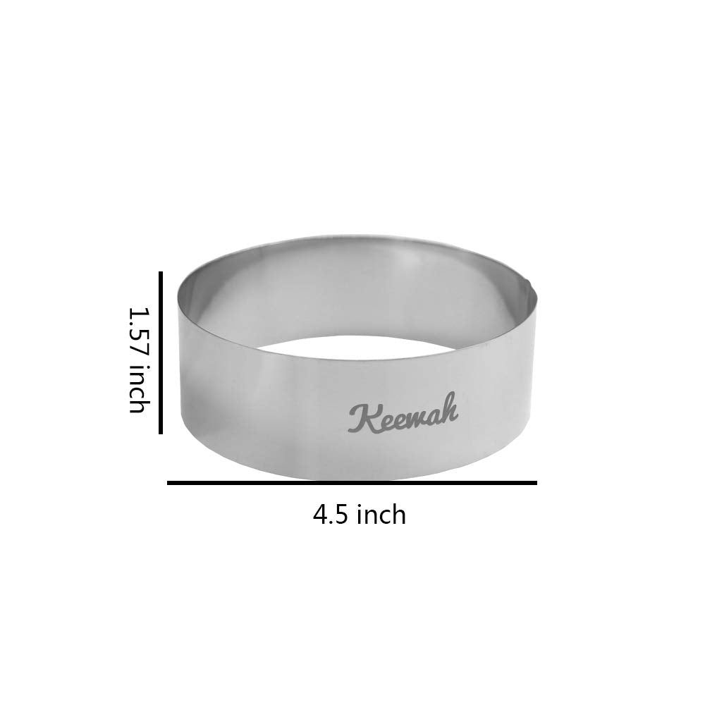 Keewah 4.5 Inch Large Burger Ring - 6 Piece - Stainless Steel