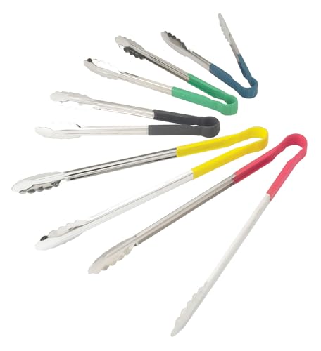 Winco  12-Inch Utility Tong with Green Non-Slip Grip  Stainless Steel
