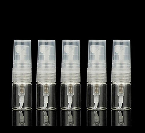 Elfenstall- 10Pcs Mini Clear 2Ml 5/8 Dram Fine Mist Atomizer Vial Glass Bottle Spray Refillable Perfume Empty Sample Bottle Clea