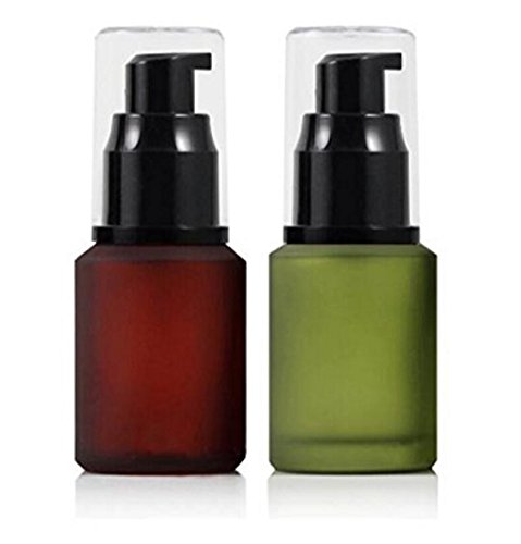 Ericotry 1Pc 60Ml / 2 Ounce Empty Upscale Glass Refillable Lotion Pump Bottle For Cosmetic Make Up Cream Liquid Gels Serums Sepa