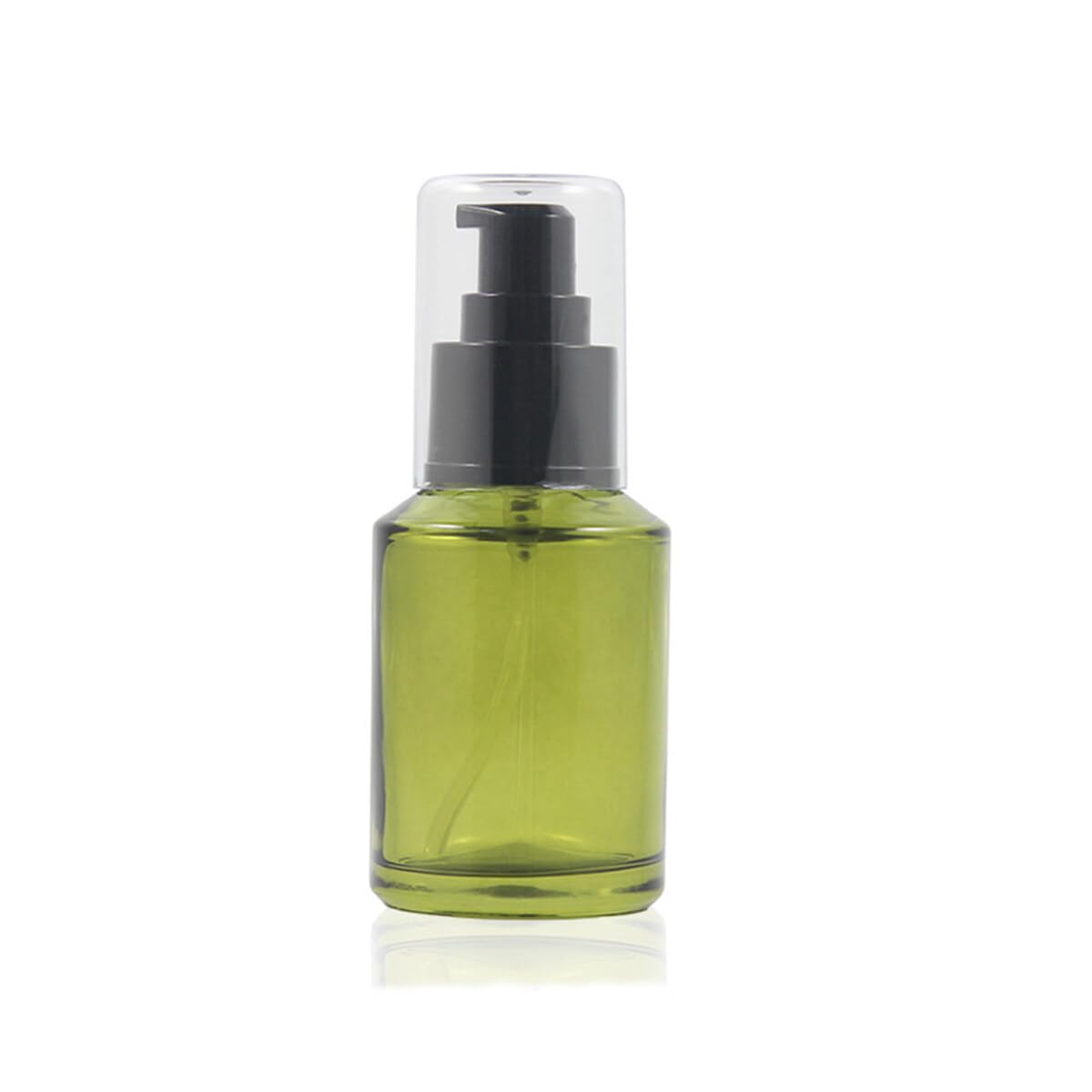 60Ml/2Oz Refillable Glass Pump Bottle Frosted Green Cosmetic Makeup Emulsion Toiletries Cream Lotion Pump Bottle Portable Dispen