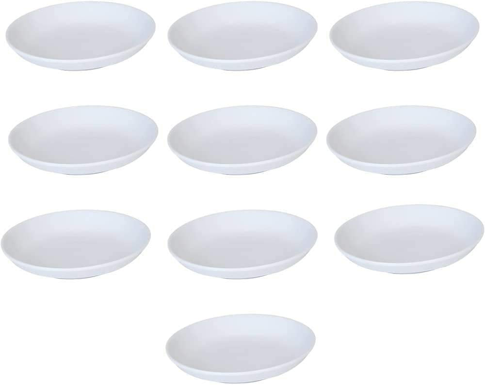 Serdokntbig Melamine Plastic Soy Dipping Sauce Dishes, White, Small, Pack of 10, 3.5