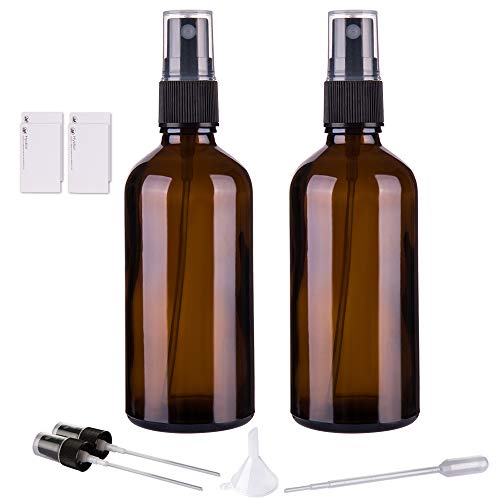 Hydior Amber Glass Spray Bottles for Essential Oils  4oz Empty Small Fine Mist Spray Bottle 2 Pack