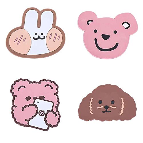 Kddom 4 Pcs Silicone Colorful Animal Coaster Cup Mat Heat-Insulated Non Slip Drink Cup Mat