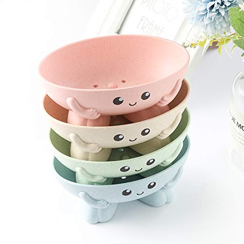 Aeggplant Eco-Friendly Plant Fibres Soap Dish, Lovely Kids Soap Holder, Drain Soap Dish For Bathroom Kitchen (Green)