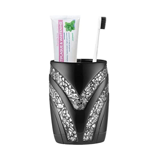 Zahari Home Sinatra Bath Tooth Brush Holder Modern Tooth Brush And Toothpaste Holder, Black