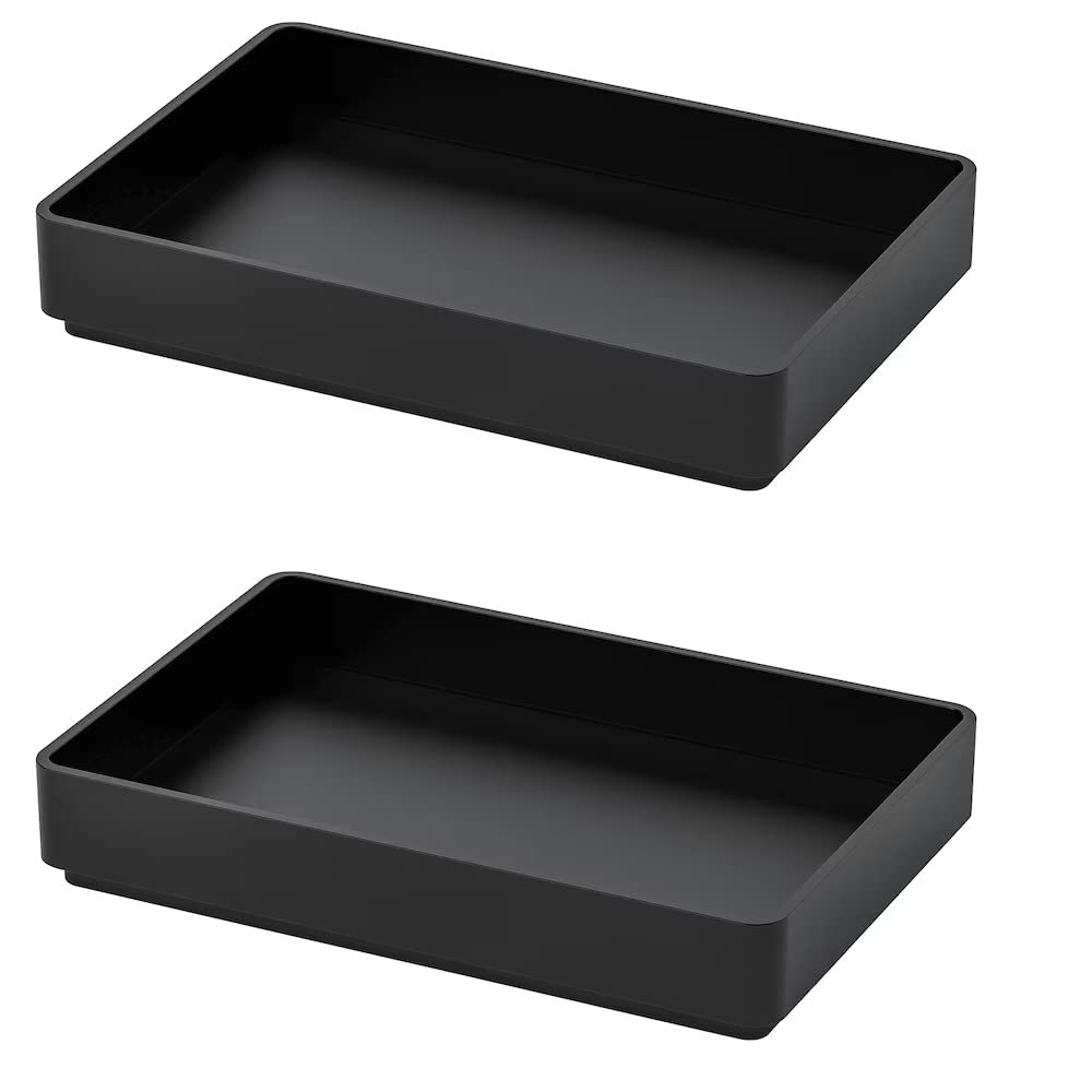 Ikea Tssp Plastic Rectangular Tray (Black, 15 * 10 Cm) (Pack Of 2)
