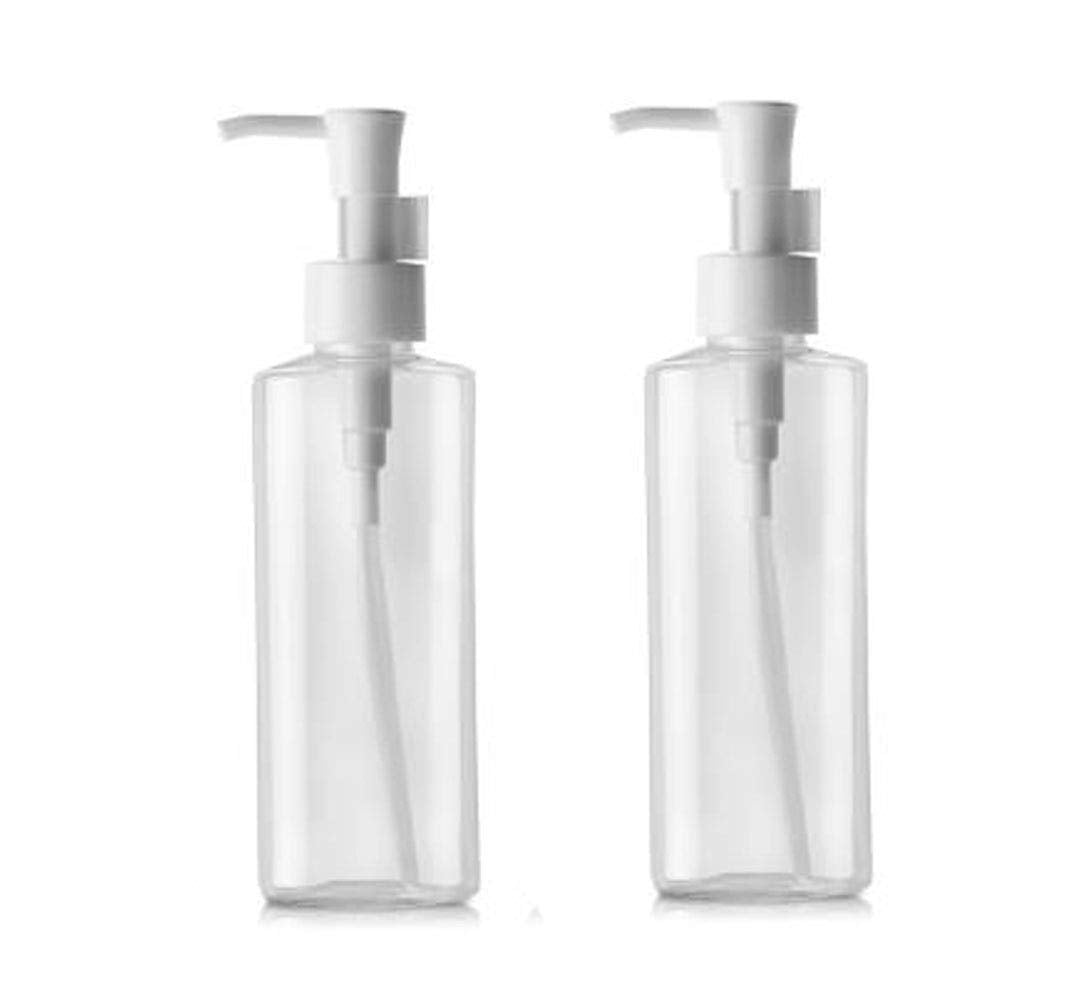 2Pcs 150Ml/5Oz Empty Clear Plastic Flat Pump Bottles With Travel Lock Lotion Cleansing Oil Dispenser Travel Sample Makeup Cosmet
