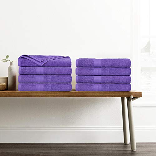 Ample Decor Hand Towel 18 X 28 Inch Pack Of 8 600 Gsm 100% Cotton, Soft Absorbent Thick Durable Premium Quality, For Hotel, Bath