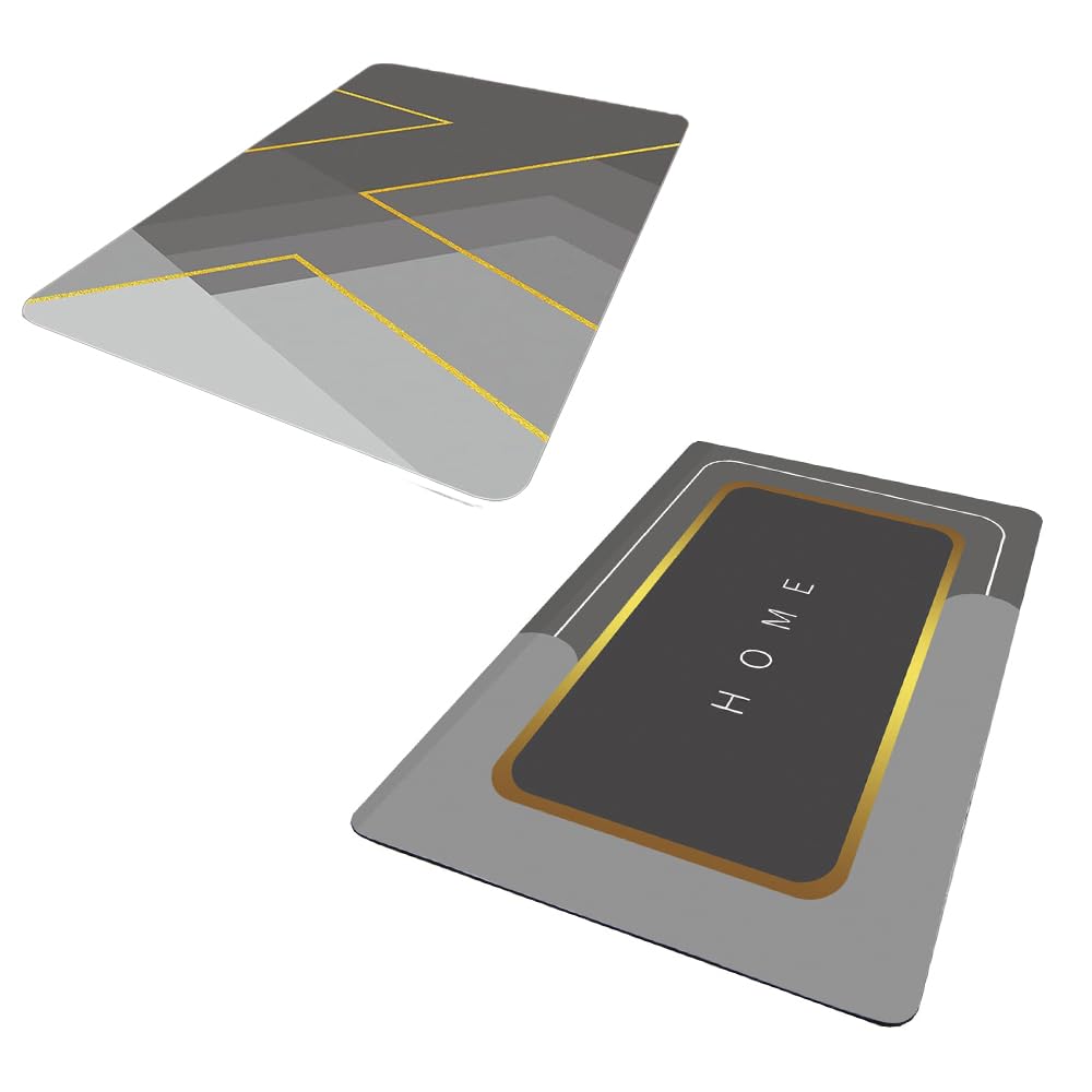 Skvm Pack Of 2 Memory Foam Water Absorbent Rectangular Shape Mat For Bathroom Kitchen Floor Door Entrance Anti Slip Foot Skid Sh