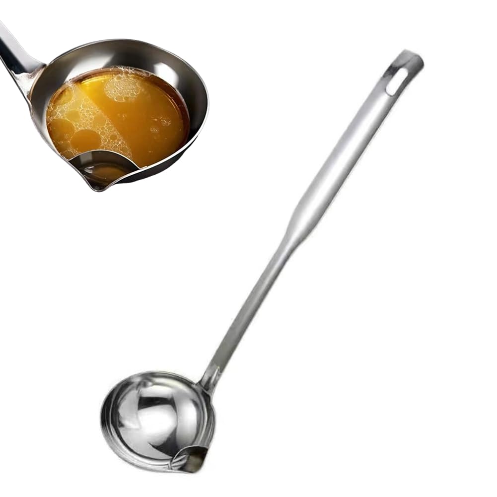 Haofy Stainless Steel Oil Separating Ladle for Soup Hot Pot with Fine Filtering Holes Suitable for Various Cooking Scenarios Inc