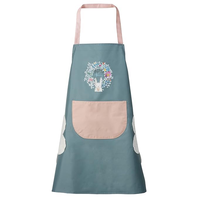 Sahjanand Wellness Cooking Apron | Adjustable Waterproof Chef Apron With Pocket And 2 Side Coral Velvet Towels For Hands Wiping