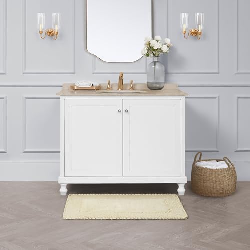 Laura Ashley Ruffle Border 100% Cotton Bath Rug, Yellow, 20''X 34''
