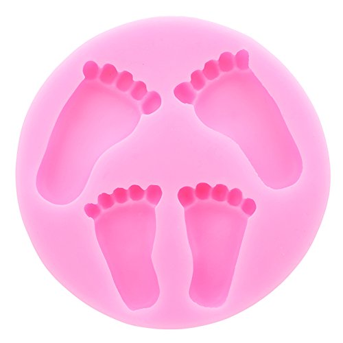 2Pcs Pretty Baby Feet Silicone Molds For Christening Baby Shower Fondant Candy Making Chocolate Baby Foot Print Mold Desserts Ic