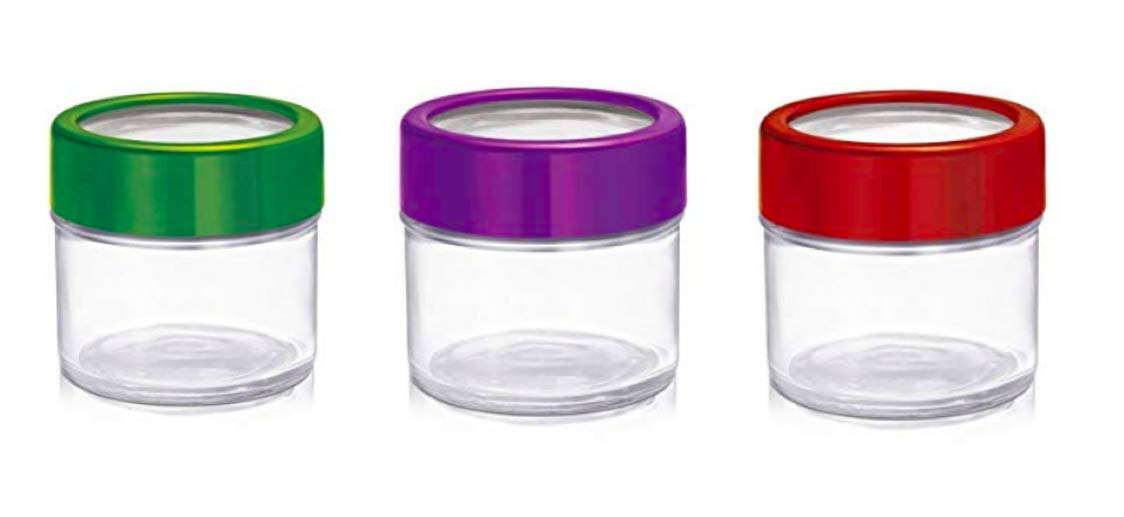 Medium Glass Container With Lid  100 Ml, 3 Pieces, Multicolored