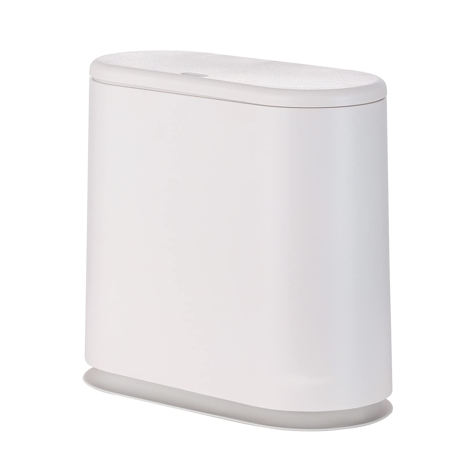 12L White Slim Bathroom Trash Can with Press Top Lid,3.17 Gallon Pet/Dog Proof Kitchen Trash Can,Thin Garbage Can,Covered Wasteb