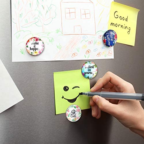 Weewooday 10 Pcs Inspirational Magnets for Refrigerator Fridge Decor Accessories Motivational Fun Quote Glass Floral Magnet for