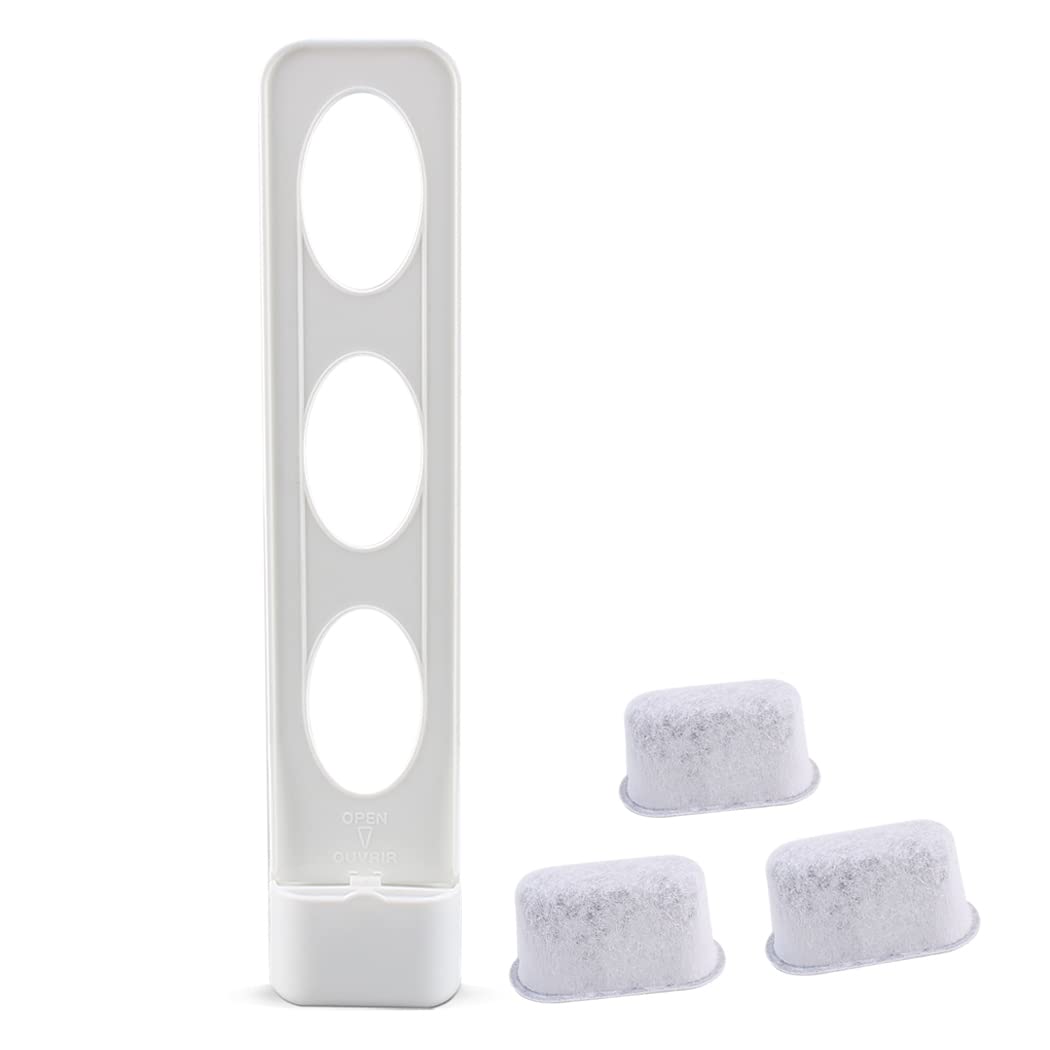 Veterger Replacement Parts Water Filter Holder With 3 Pack Charcoal Water Filters,Compatible With Cuisinart Coffee Maker (White)