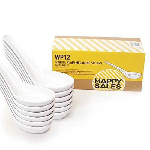 Happy Sales Hssp-Mwh12 Commercial Grade White Wonton Soup Spoons (12 Pack), White