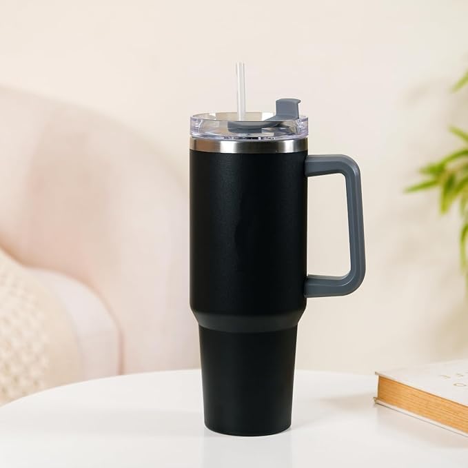 Decagon 1200Ml Stainless Steel Insulated Tumbler With Handle & Straw | Vacuum Thermal Travel Mug | Leakproof Double Wall Hot & C