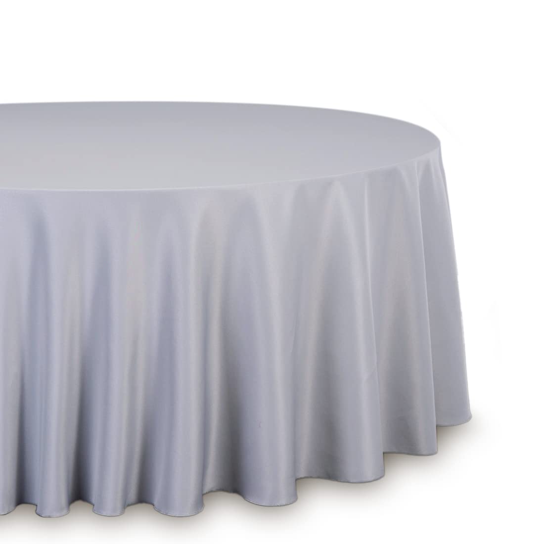 Linentablecloth 120-Inch Round Polyester Tablecloth Silver
