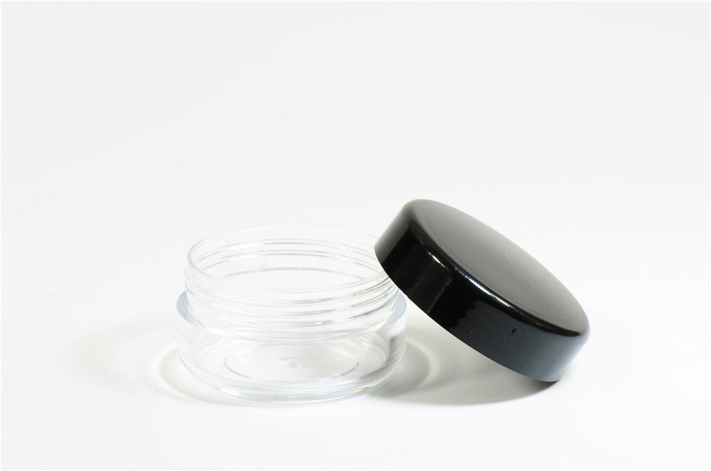 10Pcs 0.5 Oz Clear Plastic Cosmetic Jar - Empty Refillable Round Sample Bottles Containers With Black Screw On Lid For Kitchen U