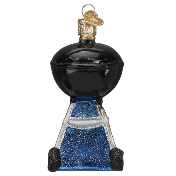 Old World Christmas Black Classic Barbecue Glass Blown Ornament for Christmas Tree, Handcrafted Holiday Decoration, Kitchen Coll