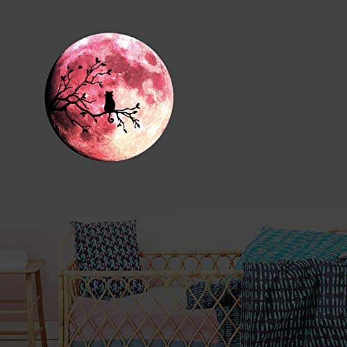 Quanhaigou Glow In The Dark Wall Or Ceiling Moon Stickers - Luminous Decal Sticker For Simulated Planet Effect At Night - Red 3D