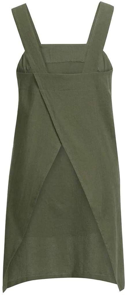 Cotton Linen Apron Cross Back Apron For Women With Pockets Pinafore Dress For Baking Cooking