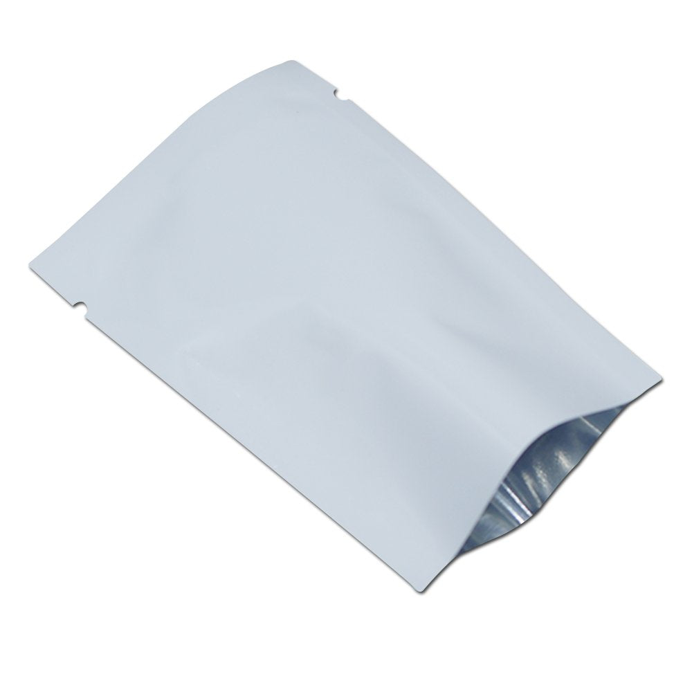 PABCK 200 Pieces White Metallic Mylar Foil Open Top Sealable Bags 2.4x3.5 inch (Inside Size 2x3.1 inch) Vacuum Heat Seal Pouches