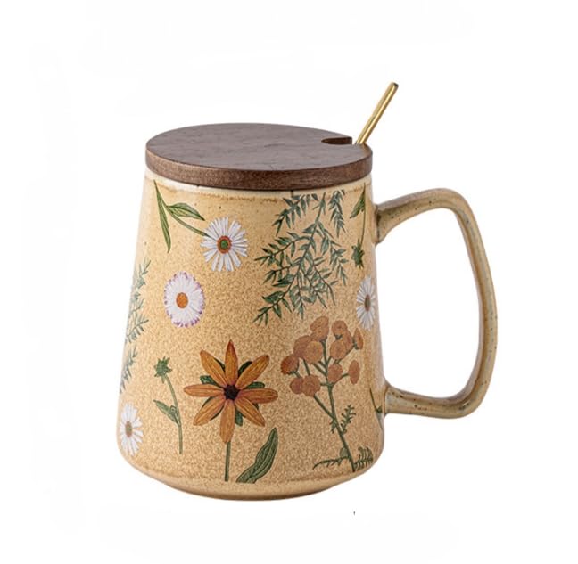 NZYDGXSY 24 OZ Large Ceramics Coffee Mugs with Handle, Extra Large Tea and Coffee Cup With Lid and Spoon For Office And Home,Mic