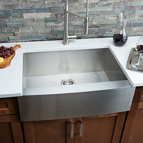 Miseno Farmhouse 30'' Single Basin Stainless Steel Kitchen Sink With Apron Front - Drain Assembly And Fitted Basin Rack Included Free