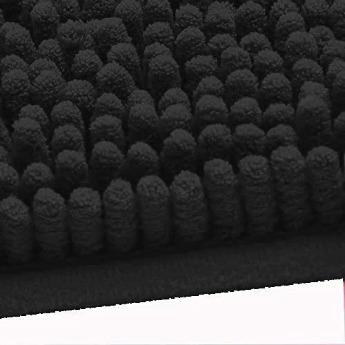 Madeals Bath Rug Set 3 Piece Bathroom Contour Rugs Combo  Soft Shaggy 2 Piece Bath Shower Mat and U-Shaped Toilet Floor Rug Black