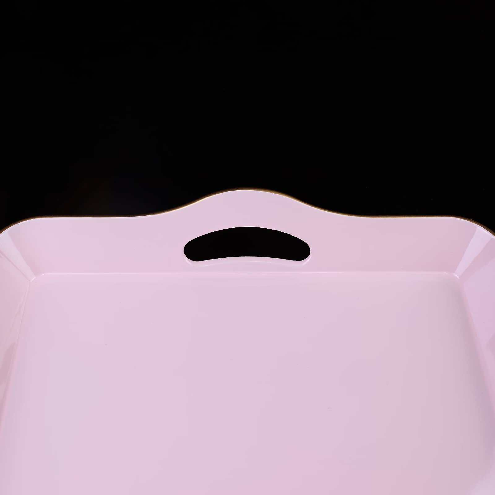Leemxiiny Pink Decorative Tray For Coffee Table With Handles, Plastic Rectangular Serving Tray For Living Room, Bathroom, Outdoo