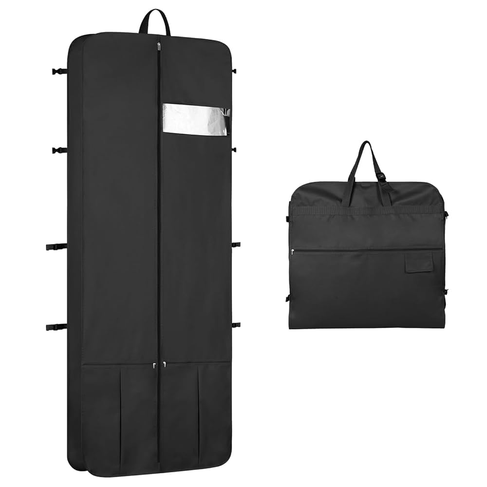 Kntiwiwo Wedding Dress Garment Bag 72'' Dress Bags For Gowns Long With Accessories Pockets Bridal Garment Cover With Adjustable