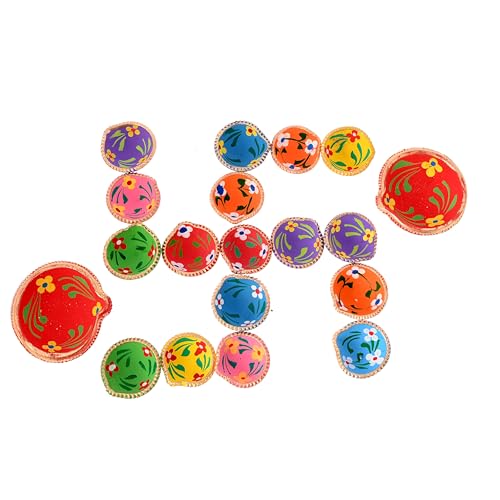 Stlyz Colourful Handmade Diyas For Diwali Hand Painted Decorative Clay Mitti Diya Deepak Lanterns For Diwali Decoration (Pack Of
