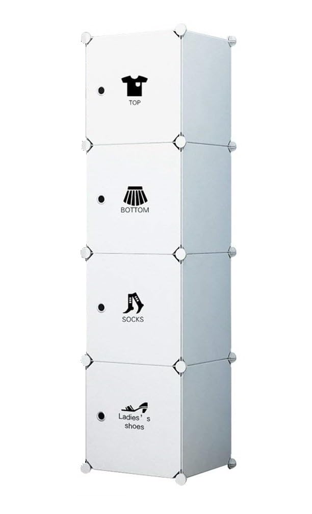 Krishyam Plastic Modular Portable Closet - Space-Saving Hanging Wardrobe Organizer With Kitty Print For Clothes, Books, Toys, An
