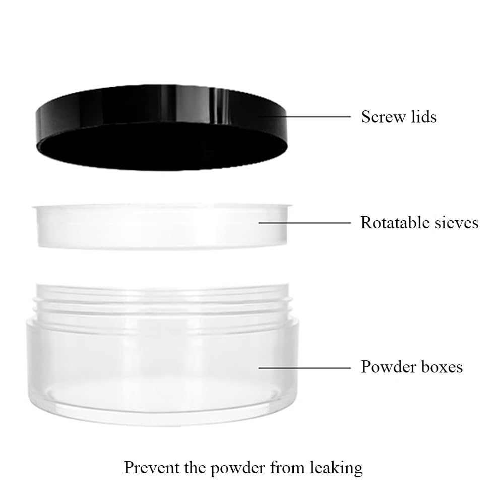 Hahiyo 1Pcs 10Ml/0.34Oz Plastic Empty Travel Powder Container Small Loose Powder Compact Case Makeup Cosmetic Jar Refillable Pow