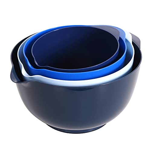 Boxedhome Nesting Plastic Mixing Bowl Set With Pour Spout, Microwave And Dishwasher Safe, Bpa Free Non-Slip Base, Set Of 4 Size