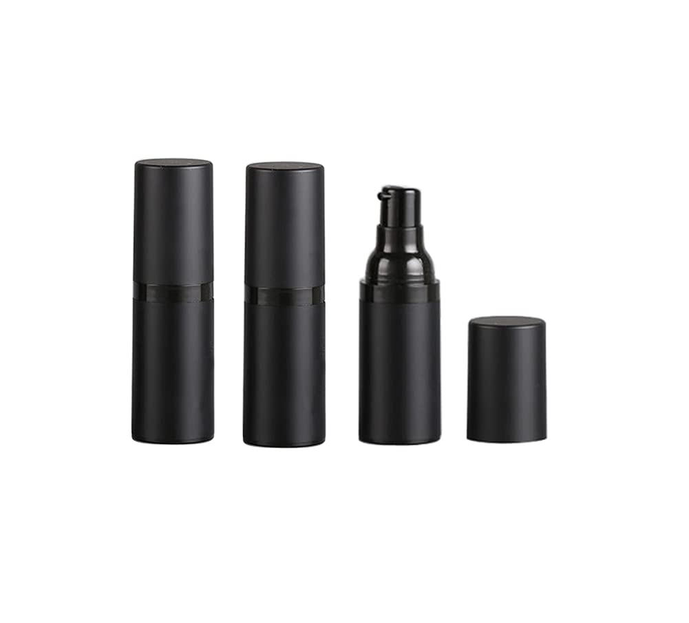 3 Pack Black Airless Pump Bottle Travel Lotion Bottles Cosmetic Cream Bottle Vacuum Pump Bottles Makeup Dispenser Container (15M