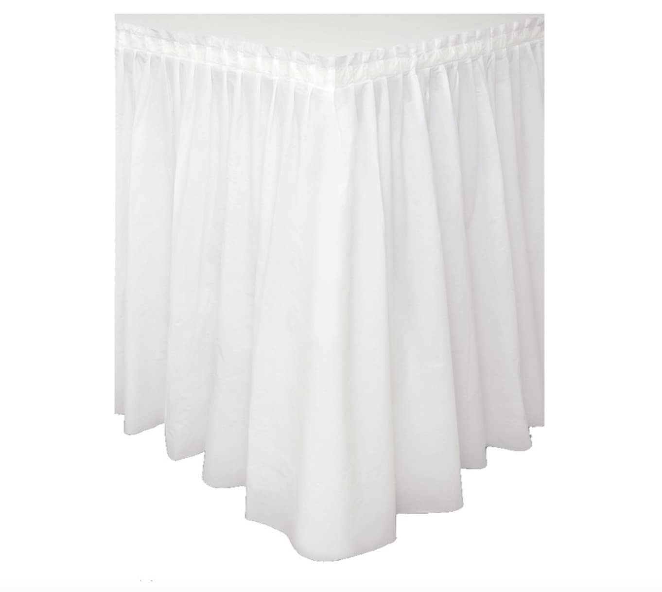 Unique Premium White Solid Plastic Table Skirt (29'' X 14 Ft) Pack Of 1 - Elegant Design, Easy-To-Attach - Perfect For Parties,