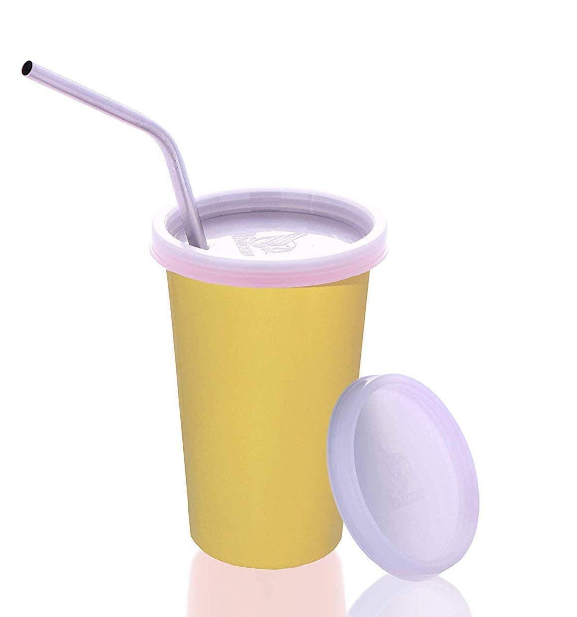 Parabrahma Stainless Steel Sipper Glass With Straw & Lid, 100% LeakProof, FoodGrade Stainless Steel, Includes Extra Straws & C