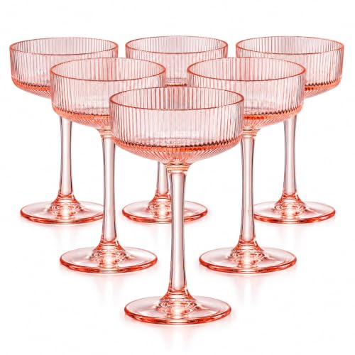 Madrid Acrylic Champagne Coupe Cocktail Glassware, Set of 6
