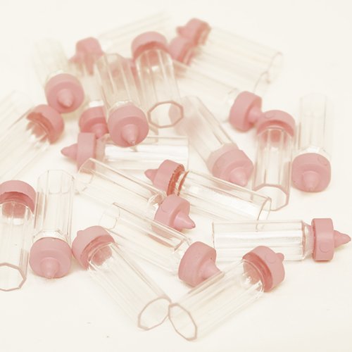 Mini Baby Pink Plastic Bottle Favors - 1'', 24 Count - Ideal For Girl Baby Showers, Baptisms & Gender Reveals