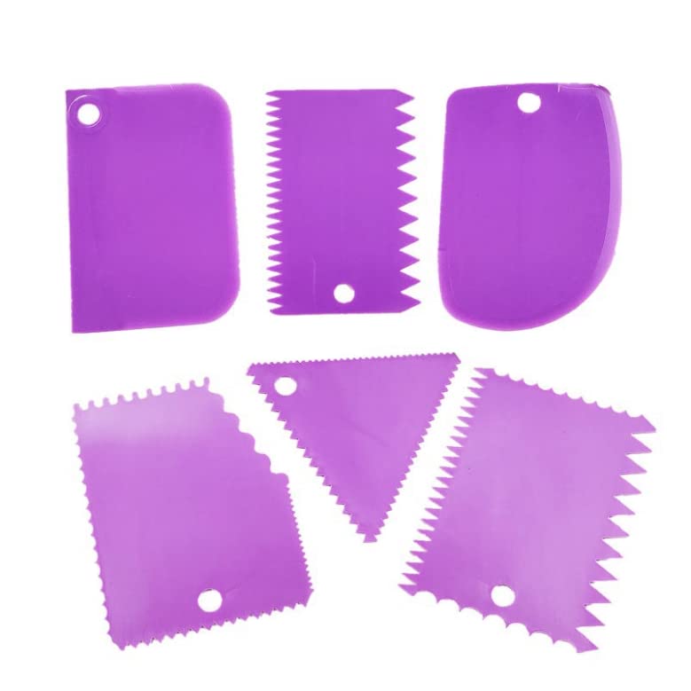 Hllmx 6 Pcs Cake Scraper Set Cake Edge Decoration Tool Cake Scraper Set Cake Scraper Smoother Tool Set Cake Icing Scraper Smooth