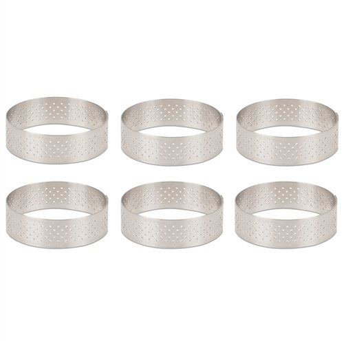 DeBuyer Valrhona Perforated Tart Ring - 2.5 inch Diameter, Set of 6 units
