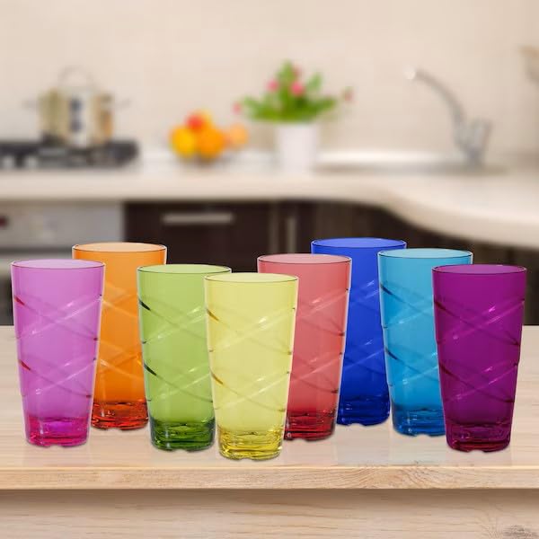 Creativeware Circus Set Of 8, 24 Ounces Tumbler Set, 8 Count (Pack Of 1), Multicolor