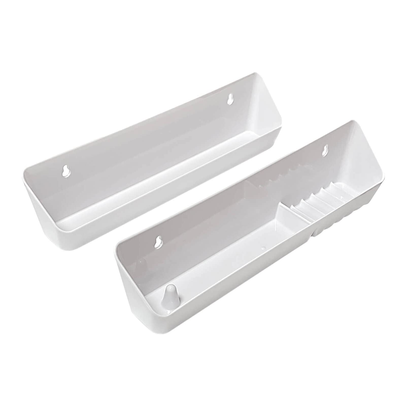 Aiwaiufu Kitchen Sink Front Trays Tip Out Tray Set 14 Inch Polymer Plastic White (2 Pack)
