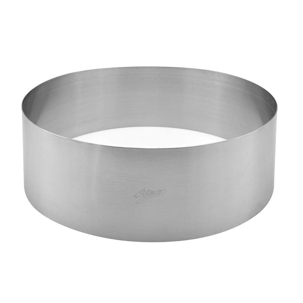 Ateco Round Cake Ring Dessert Mold, 3'' High X 9.5'' Diameter, Stainless Steel