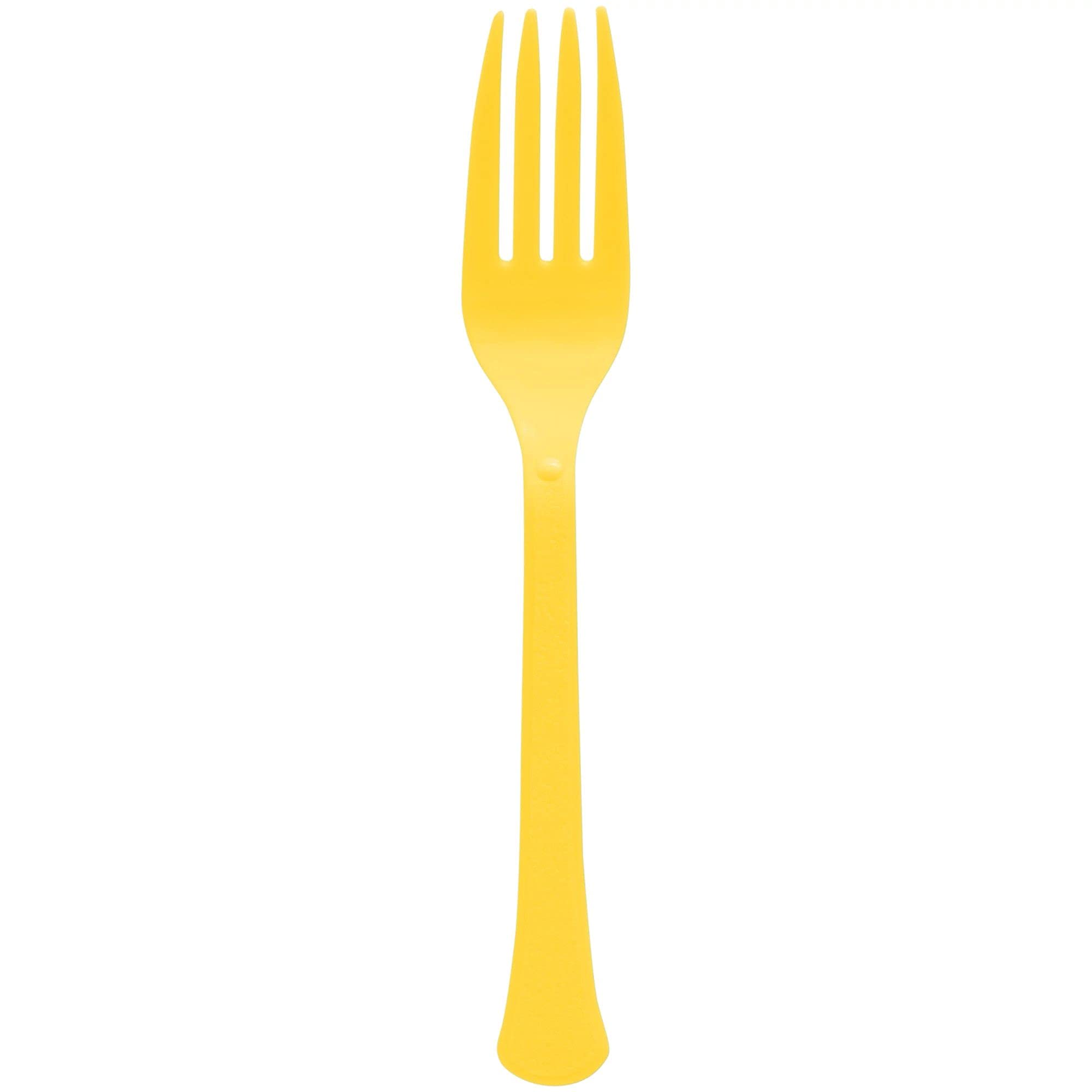 Amscan Party Tableware Heavy Weight Yellow Sunshine Plastic Forks-Standard Pack Of 50, Full Size